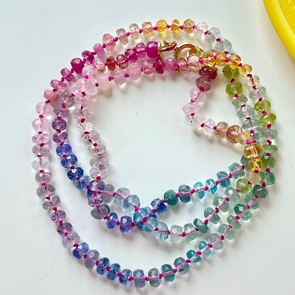 Jewelry - 🥳Host pick🥳: Pastel stone necklace with 14kt solid gold sailor clasps necklace